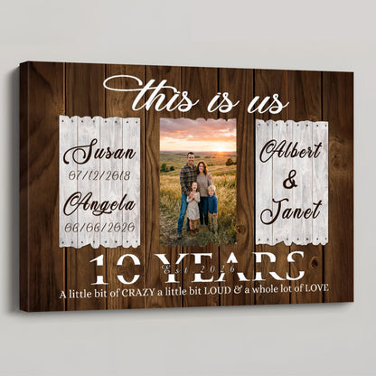 This Is Us 10 Years Personalized 10 Year Anniversary Canvas / Poster - Custom Gift for Husband Wife