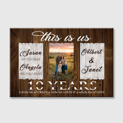 This Is Us 10 Years Personalized 10 Year Anniversary Canvas / Poster - Custom Gift for Husband Wife