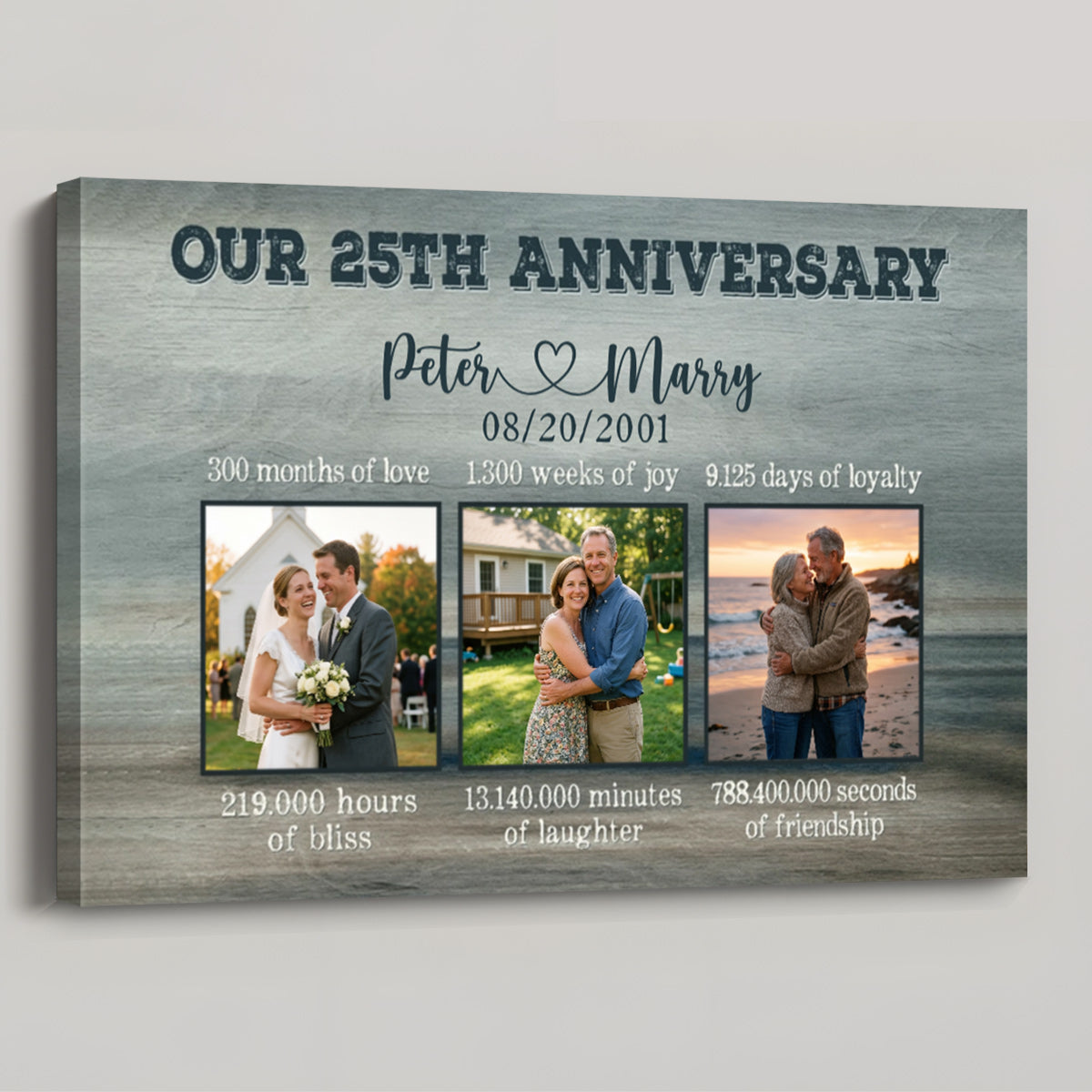 Our 25th Anniversary Personalized Photo Canvas / Poster - Custom Wedding Anniversary Gift