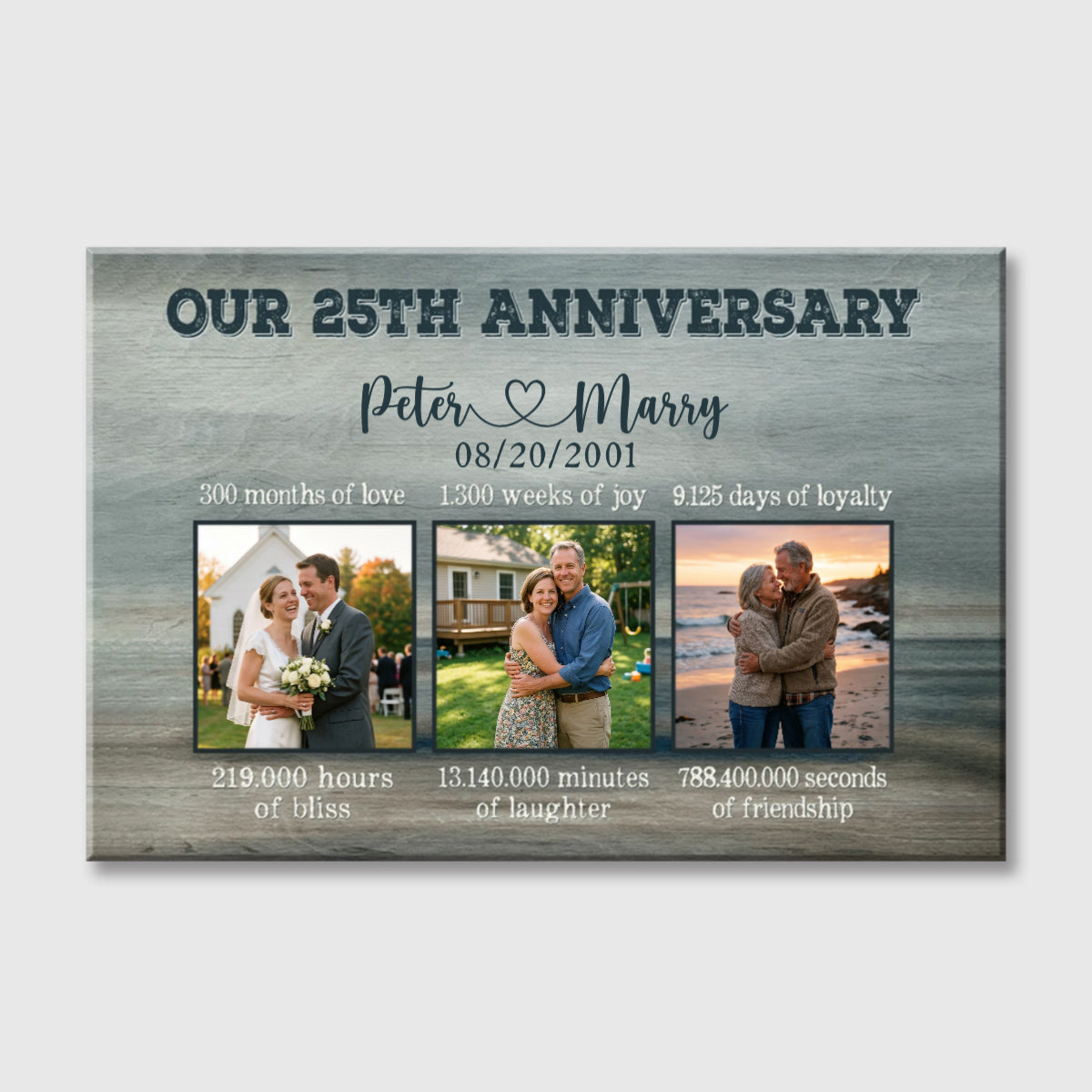 Our 25th Anniversary Personalized Photo Canvas / Poster - Custom Wedding Anniversary Gift