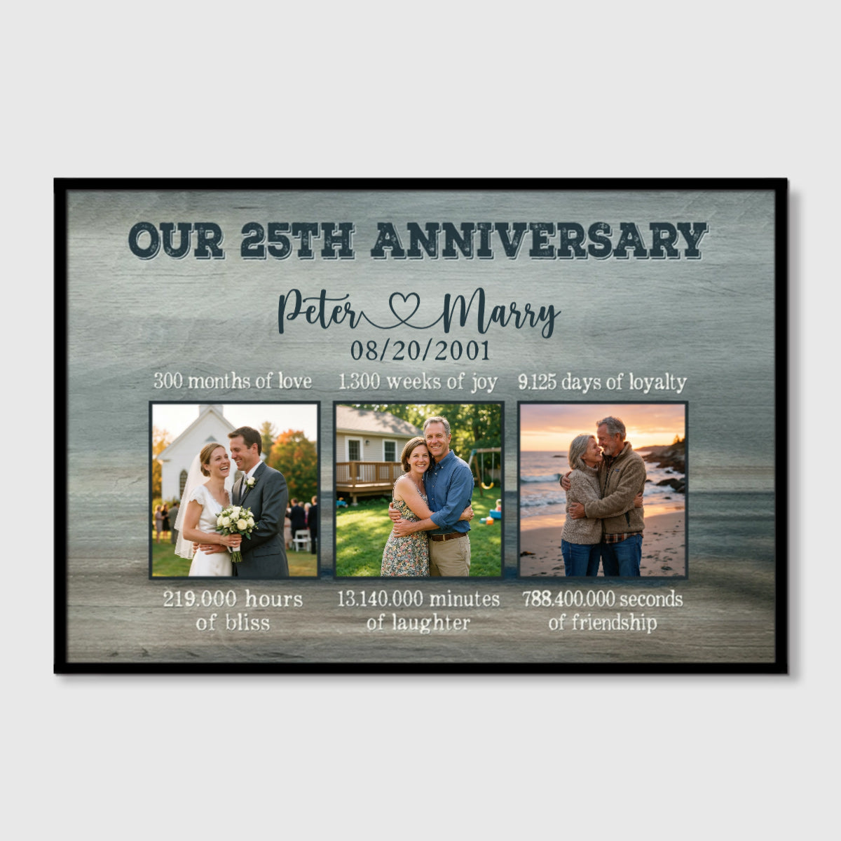 Our 25th Anniversary Personalized Photo Canvas / Poster - Custom Wedding Anniversary Gift