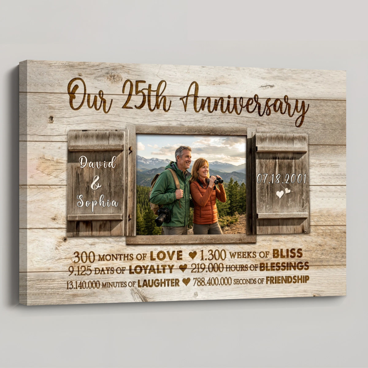 Our 25th Silver Anniversary Personalized Canvas / Poster - Custom Wedding Anniversary Gift for Wife or Husband