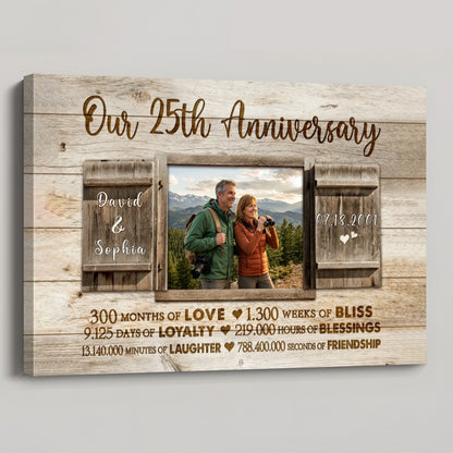Our 25th Silver Anniversary Personalized Canvas / Poster - Custom Wedding Anniversary Gift for Wife or Husband