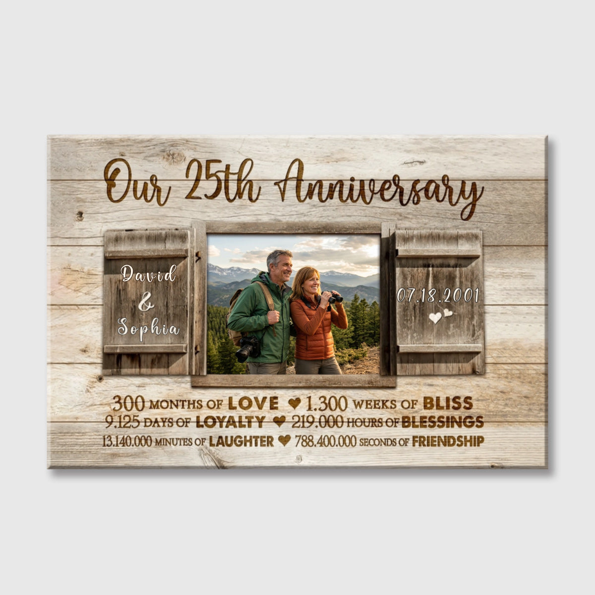 Our 25th Silver Anniversary Personalized Canvas / Poster - Custom Wedding Anniversary Gift for Wife or Husband