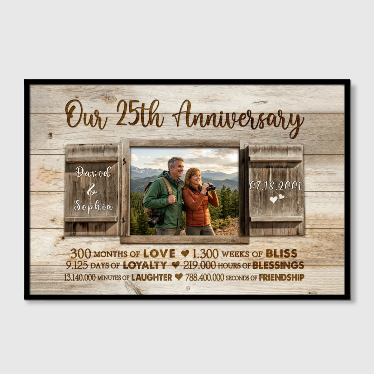 Our 25th Silver Anniversary Personalized Canvas / Poster - Custom Wedding Anniversary Gift for Wife or Husband