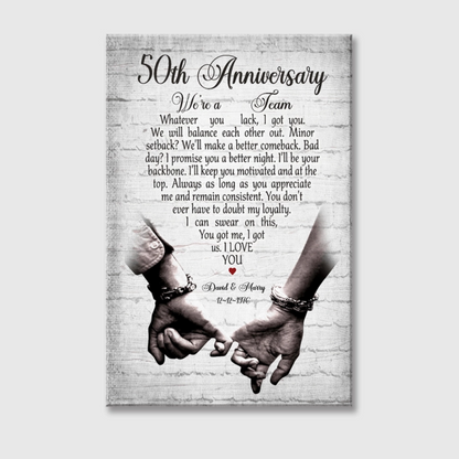"We’re A Team" 50th Anniversary Canvas / Poster - Personalized Gift for Parents, Husband & Wife