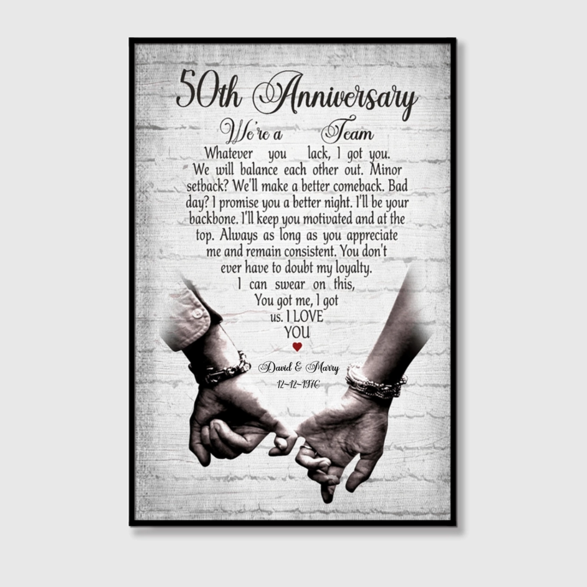 "We’re A Team" 50th Anniversary Canvas / Poster - Personalized Gift for Parents, Husband & Wife