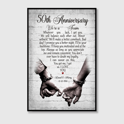 "We’re A Team" 50th Anniversary Canvas / Poster - Personalized Gift for Parents, Husband & Wife