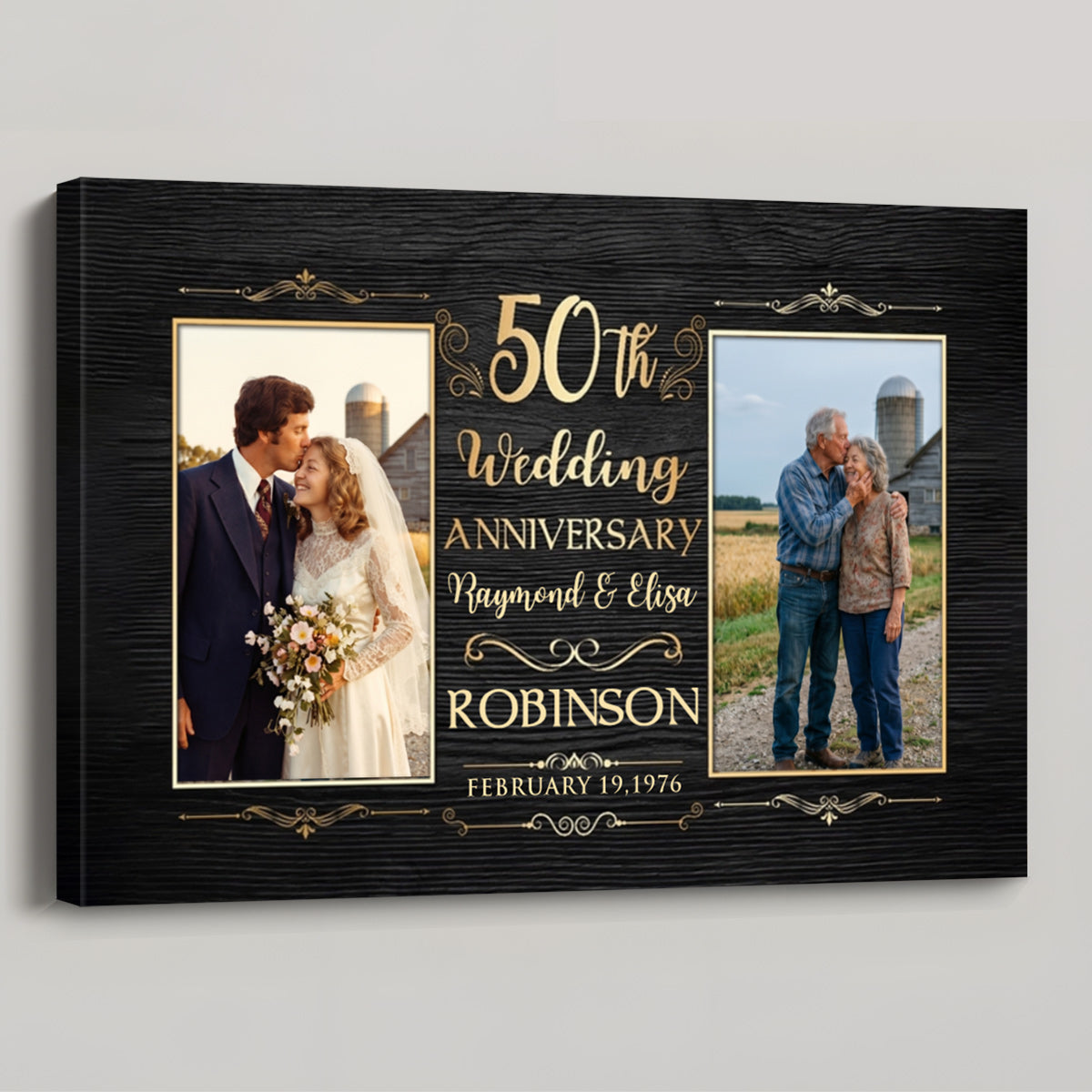 50th Wedding Anniversary Personalized Photo Canvas / Poster - Custom Golden Anniversary Gift for Parents