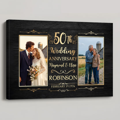 50th Wedding Anniversary Personalized Photo Canvas / Poster - Custom Golden Anniversary Gift for Parents