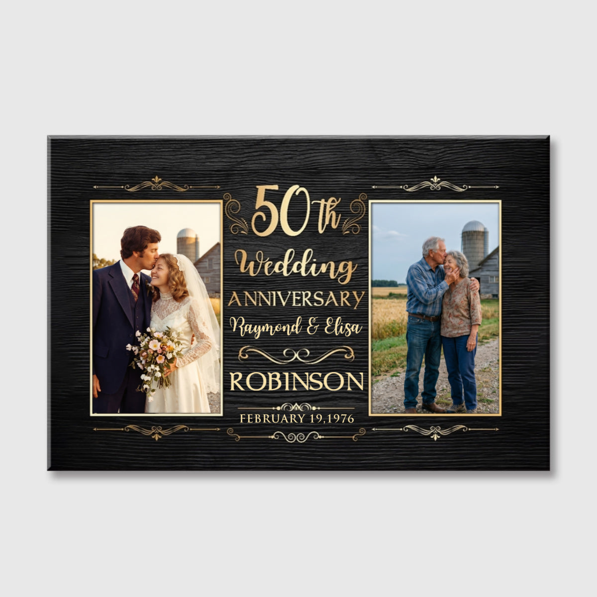 50th Wedding Anniversary Personalized Photo Canvas / Poster - Custom Golden Anniversary Gift for Parents