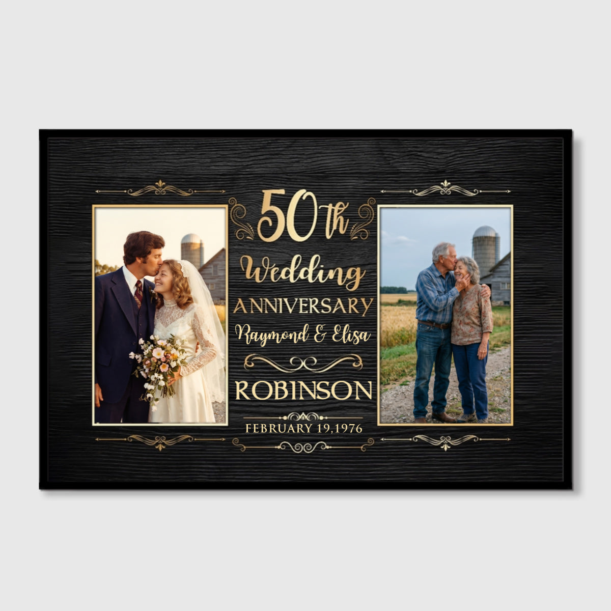 50th Wedding Anniversary Personalized Photo Canvas / Poster - Custom Golden Anniversary Gift for Parents