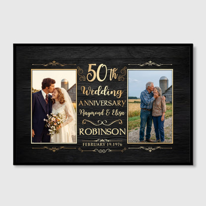 50th Wedding Anniversary Personalized Photo Canvas / Poster - Custom Golden Anniversary Gift for Parents