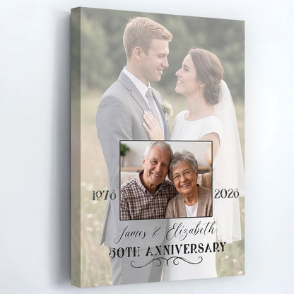 "Then and Now" Custom Photo Canvas / Poster - Personalized 50th Wedding Anniversary Gifts for Parents