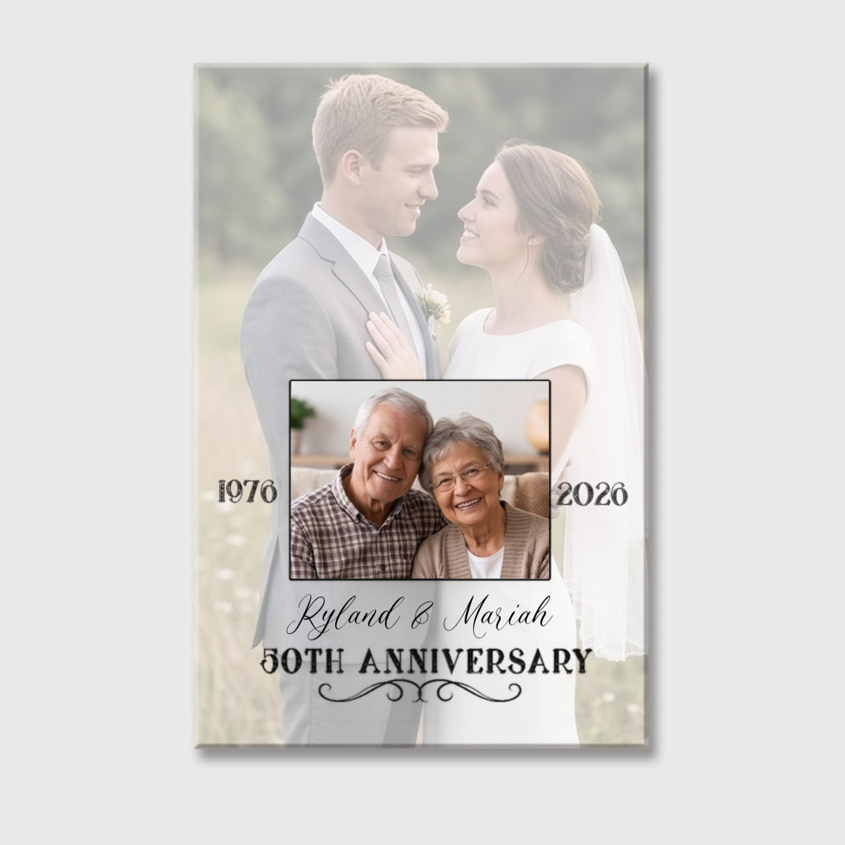 "Then and Now" Custom Photo Canvas / Poster - Personalized 50th Wedding Anniversary Gifts for Parents