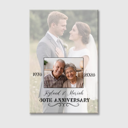 "Then and Now" Custom Photo Canvas / Poster - Personalized 50th Wedding Anniversary Gifts for Parents