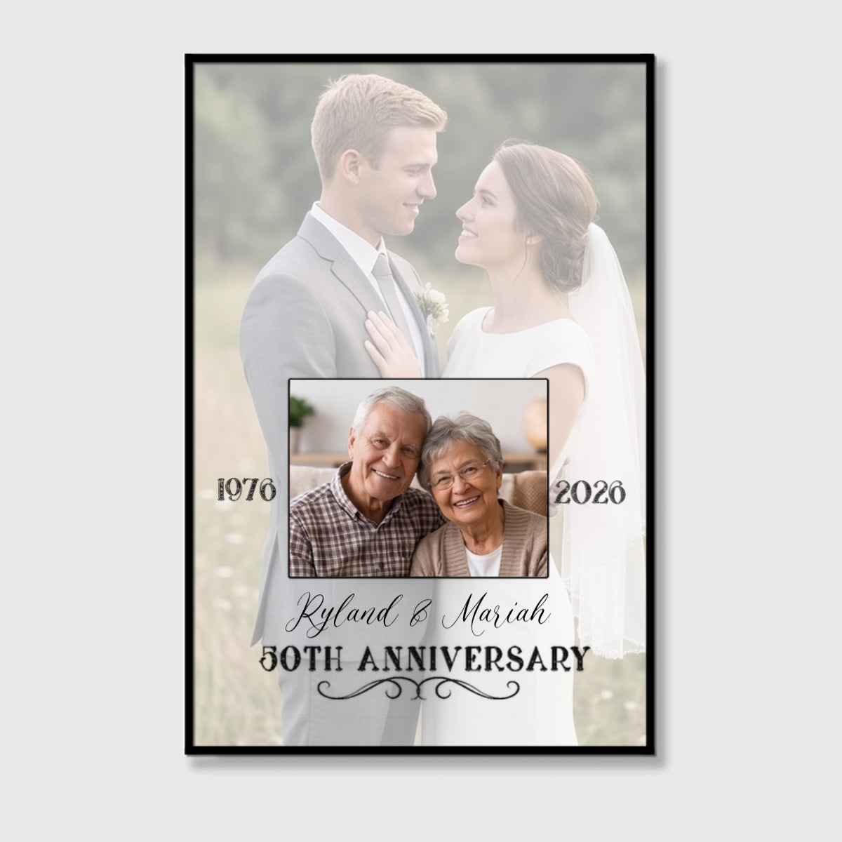 "Then and Now" Custom Photo Canvas / Poster - Personalized 50th Wedding Anniversary Gifts for Parents