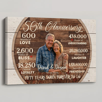 Fifty Years Down Forever To Go - Personalized 50th Wedding Anniversary Canvas / Poster