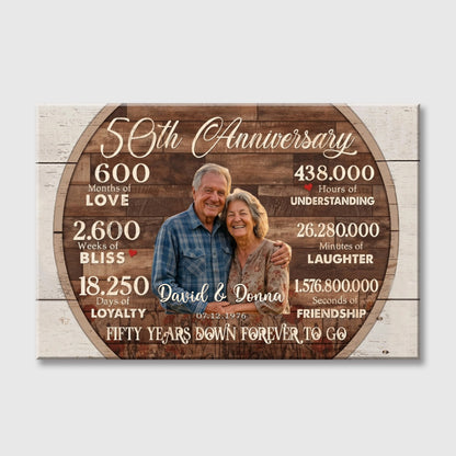 Fifty Years Down Forever To Go - Personalized 50th Wedding Anniversary Canvas / Poster