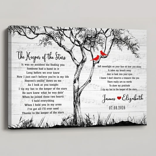 "The Keeper of the Stars" Parents 50th Anniversary Gift - Personalized Song Lyrics Canvas / Poster for Couples