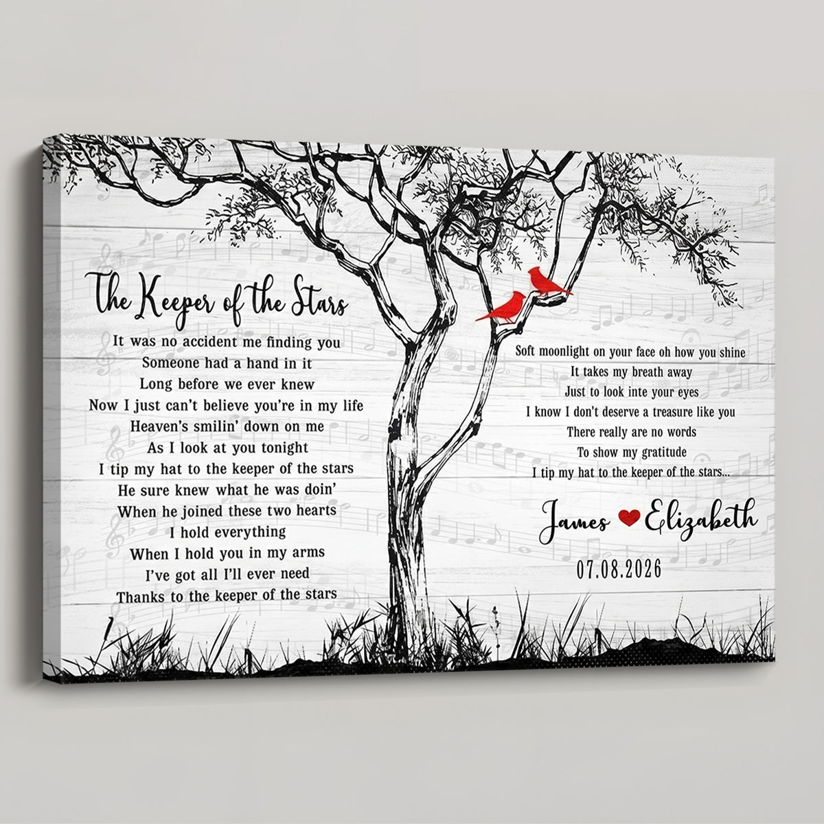 "The Keeper of the Stars" Parents 50th Anniversary Gift - Personalized Song Lyrics Canvas / Poster for Couples
