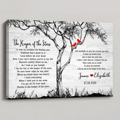 "The Keeper of the Stars" Parents 50th Anniversary Gift - Personalized Song Lyrics Canvas / Poster for Couples