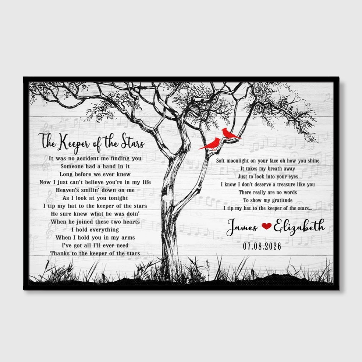 "The Keeper of the Stars" Parents 50th Anniversary Gift - Personalized Song Lyrics Canvas / Poster for Couples