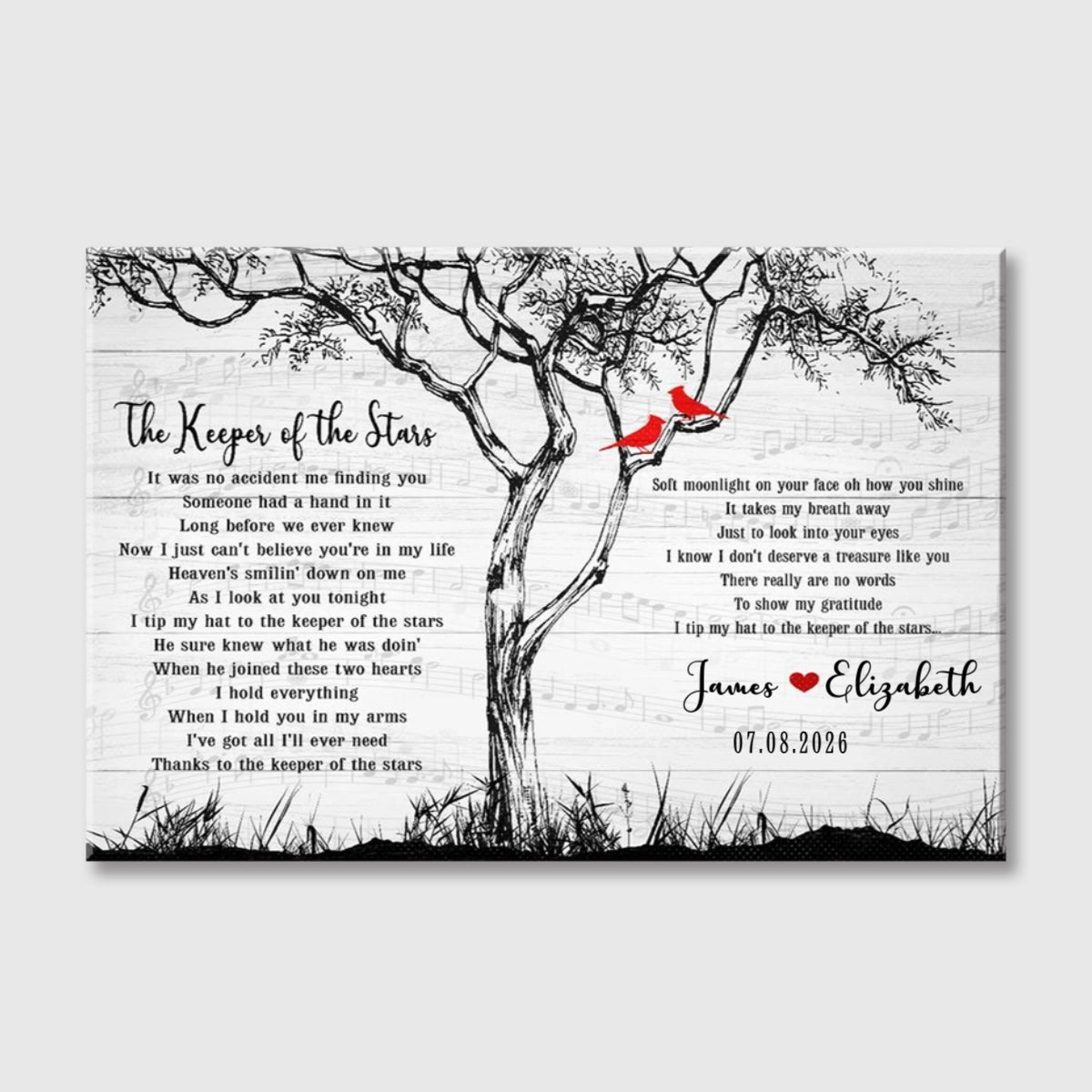 "The Keeper of the Stars" Parents 50th Anniversary Gift - Personalized Song Lyrics Canvas / Poster for Couples