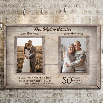 Personalized 50Th Anniversary Then And Now Photo Canvas personalization view for Couples