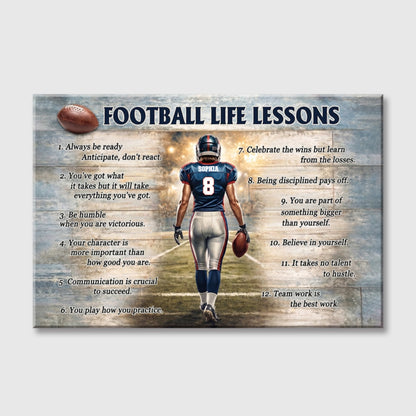 American Football Life Lessons Poster / Canvas - Personalized Custom Name & Number Gift