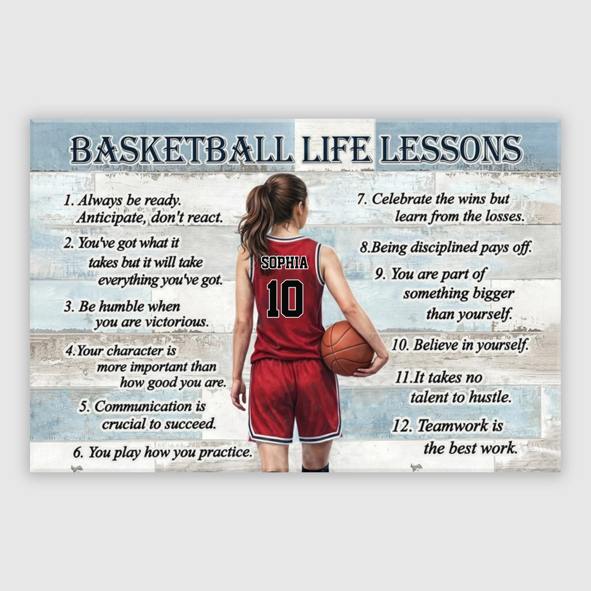 Basketball Life Lessons Personalized Poster / Canvas - Custom Gift for Basketball Lover