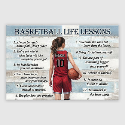 Basketball Life Lessons Personalized Poster / Canvas - Custom Gift for Basketball Lover