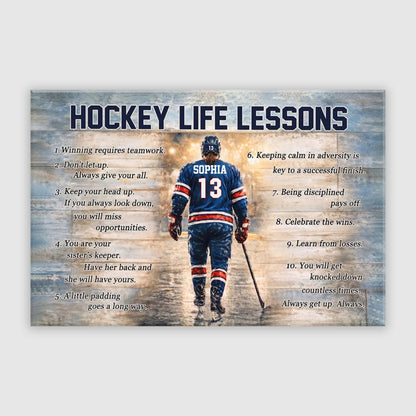 Hockey Life Lessons Personalized Poster / Canvas - Custom Gift for Hockey Lover