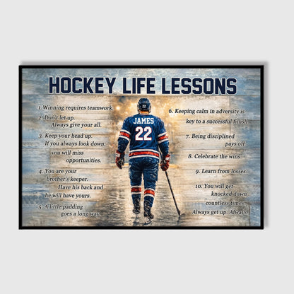 Hockey Life Lessons Personalized Poster / Canvas - Custom Gift for Hockey Lover