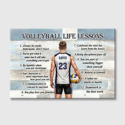 Personalized Volleyball Life Lessons Poster / Canvas - Custom Gift for Boy & Girl Players