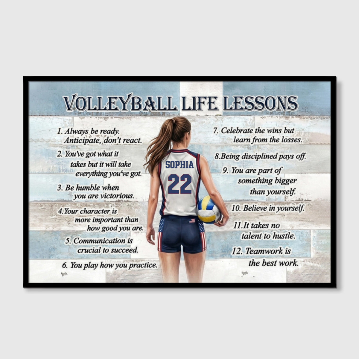 Personalized Volleyball Life Lessons Poster / Canvas - Custom Gift for Boy & Girl Players