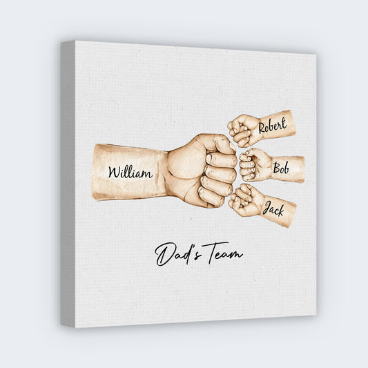 Dad’s Team Fist Bump - Personalized Square Canvas