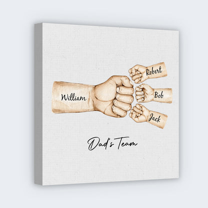 Dad’s Team Fist Bump - Personalized Square Canvas