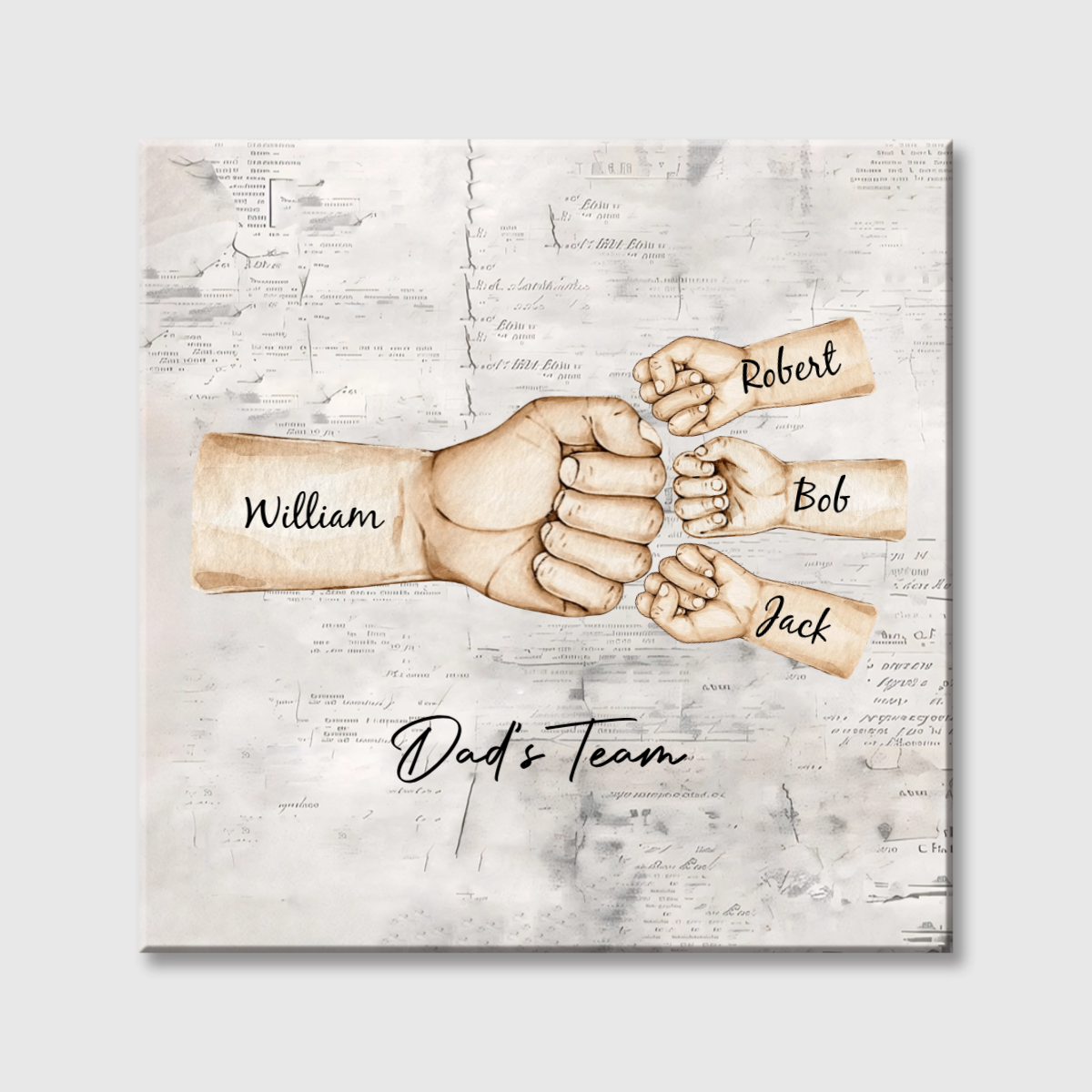 Dad’s Team Fist Bump - Personalized Square Canvas
