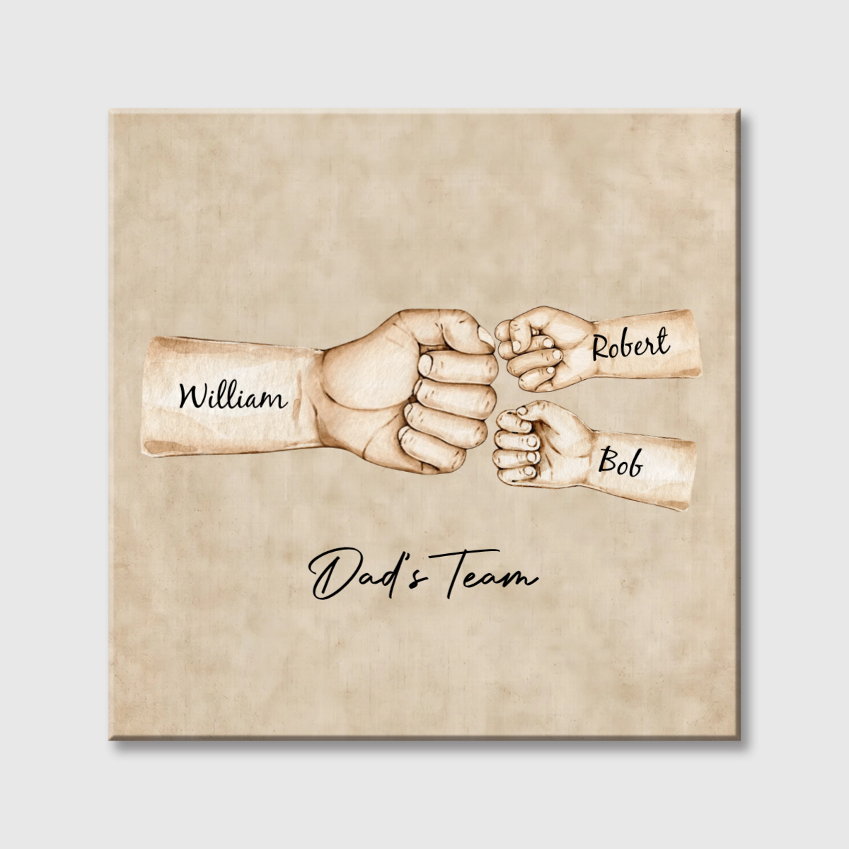 Dad’s Team Fist Bump - Personalized Square Canvas