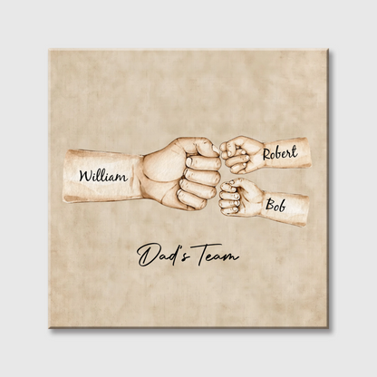 Dad’s Team Fist Bump - Personalized Square Canvas