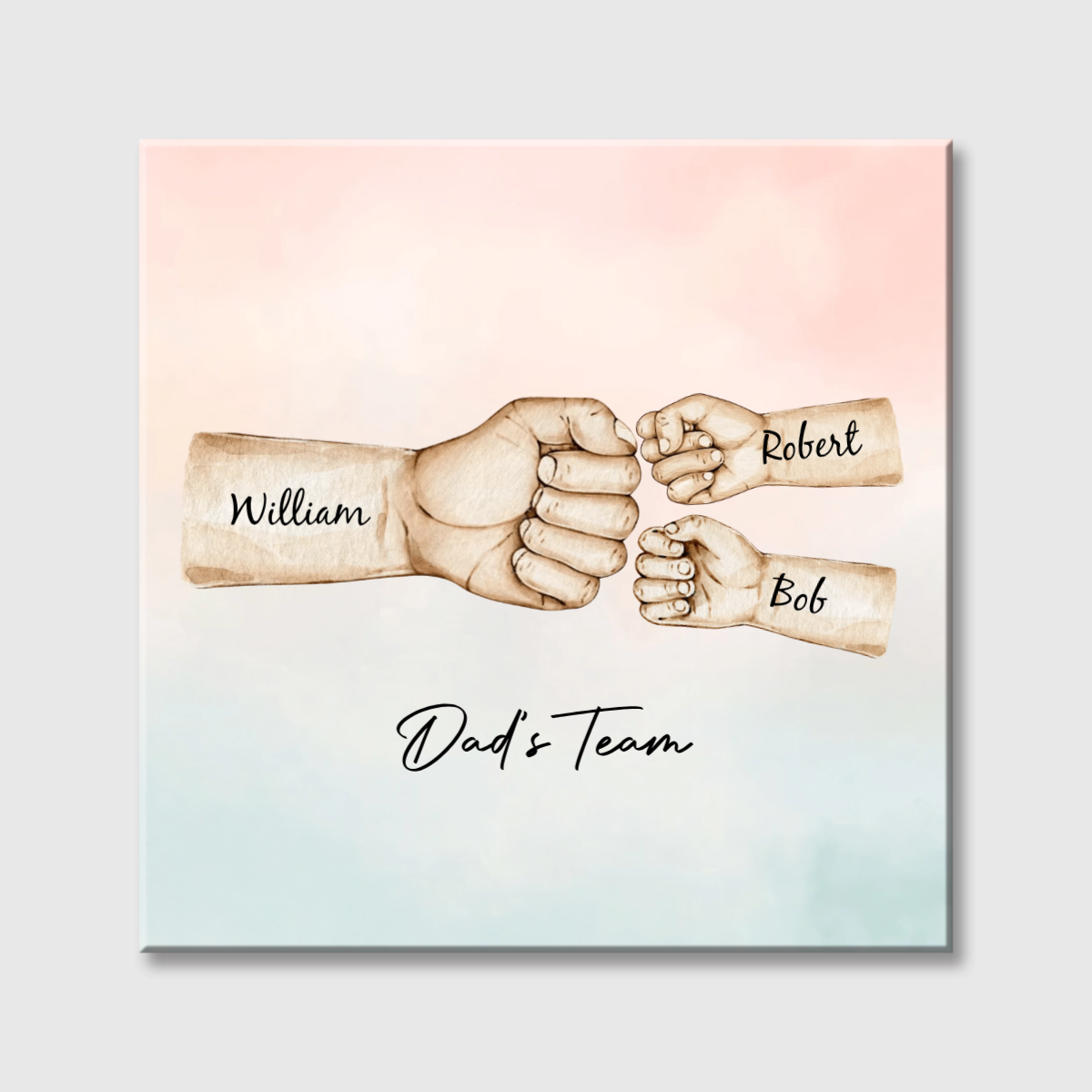 Dad’s Team Fist Bump - Personalized Square Canvas