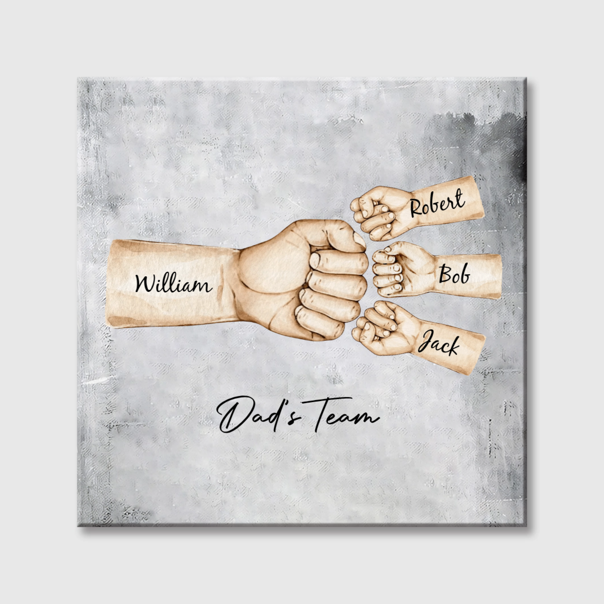 Dad’s Team Fist Bump - Personalized Square Canvas