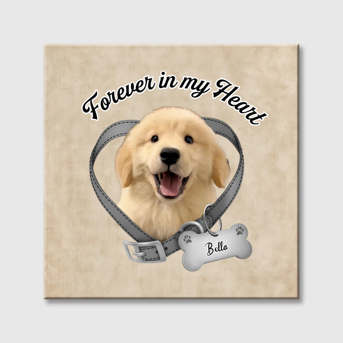 Forever In My Heart - Custom Pet Photo Memorial Square Canvas