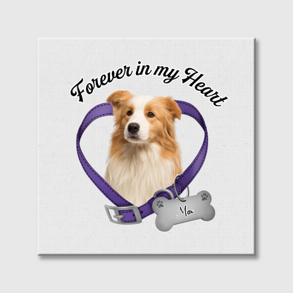 Forever In My Heart - Custom Pet Photo Memorial Square Canvas