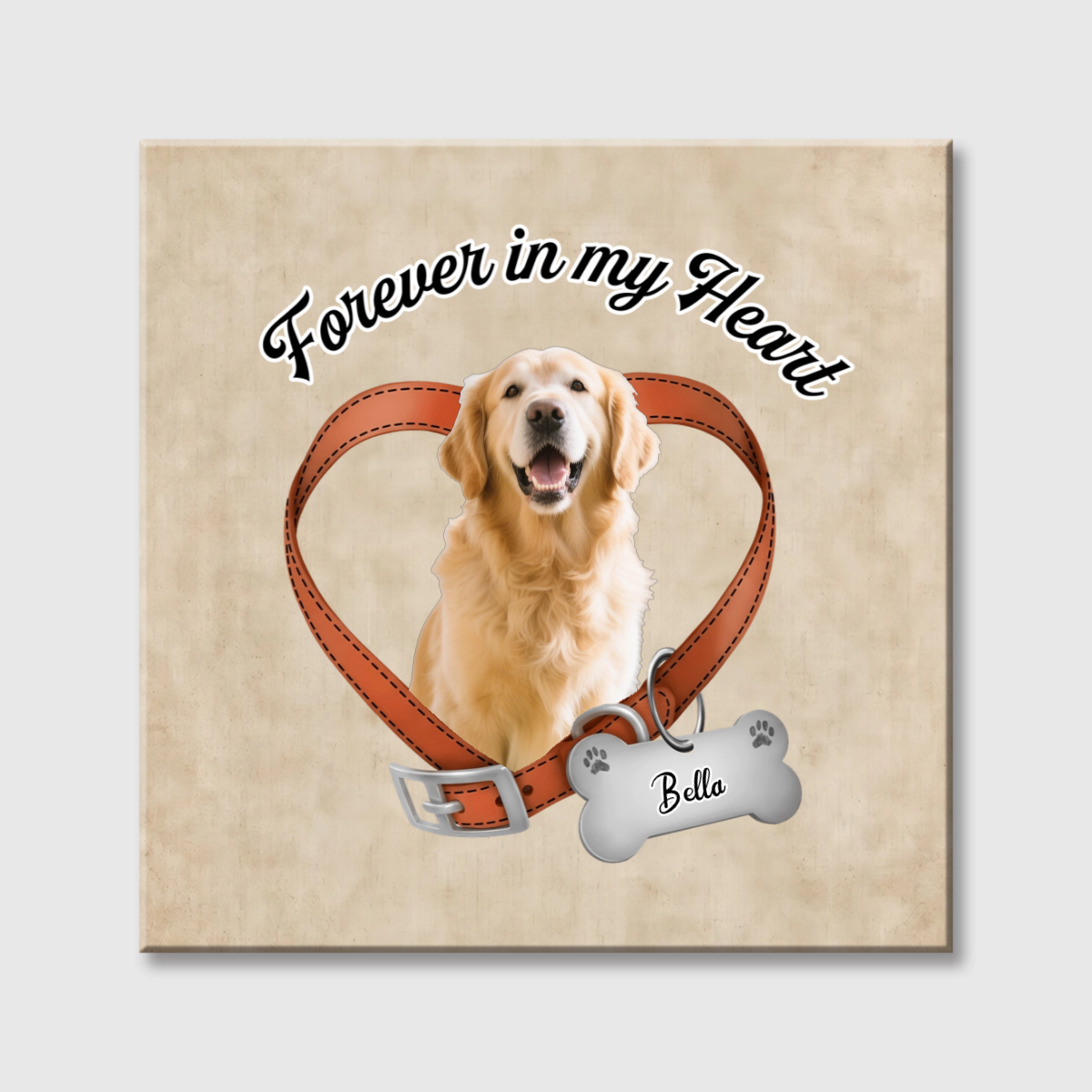 Forever In My Heart - Custom Pet Photo Memorial Square Canvas