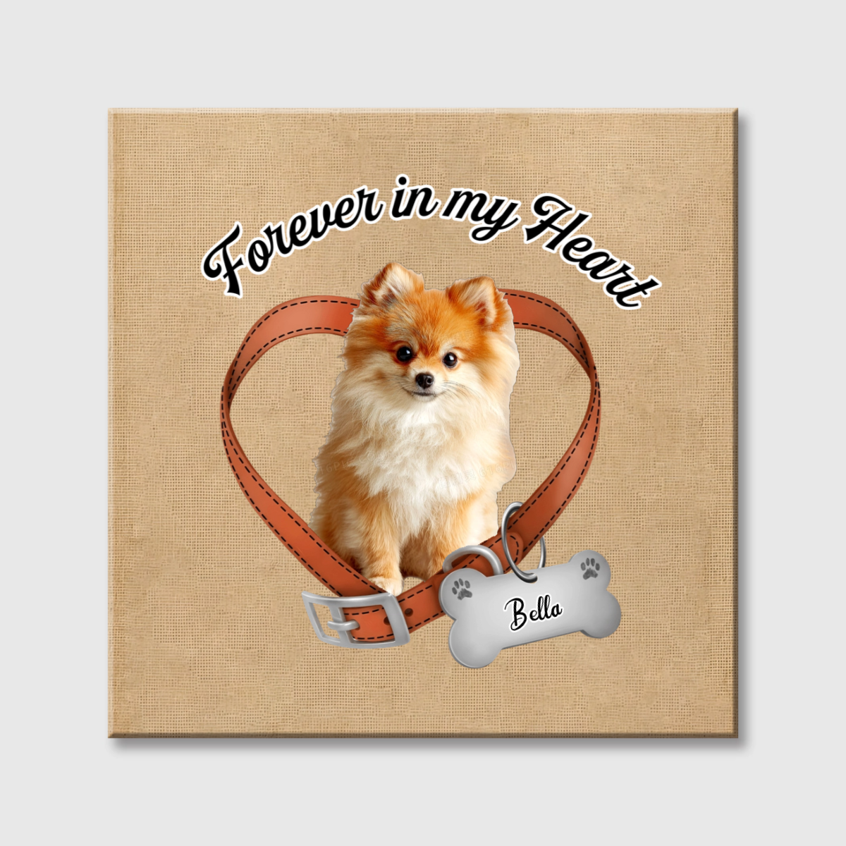 Forever In My Heart - Custom Pet Photo Memorial Square Canvas