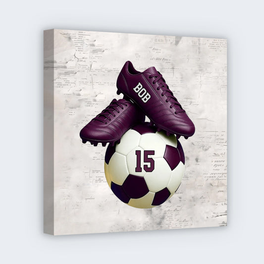 Personalized Soccer Square Canvas - Custom Name & Number Gift for Fans