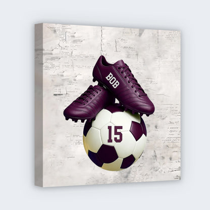 Personalized Soccer Square Canvas - Custom Name & Number Gift for Fans