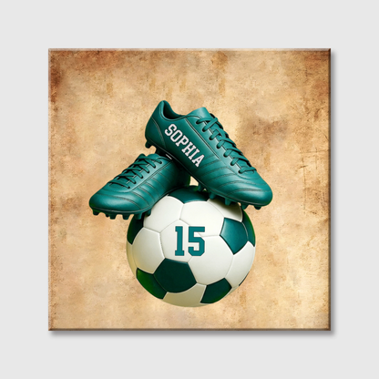 Personalized Soccer Square Canvas - Custom Name & Number Gift for Fans